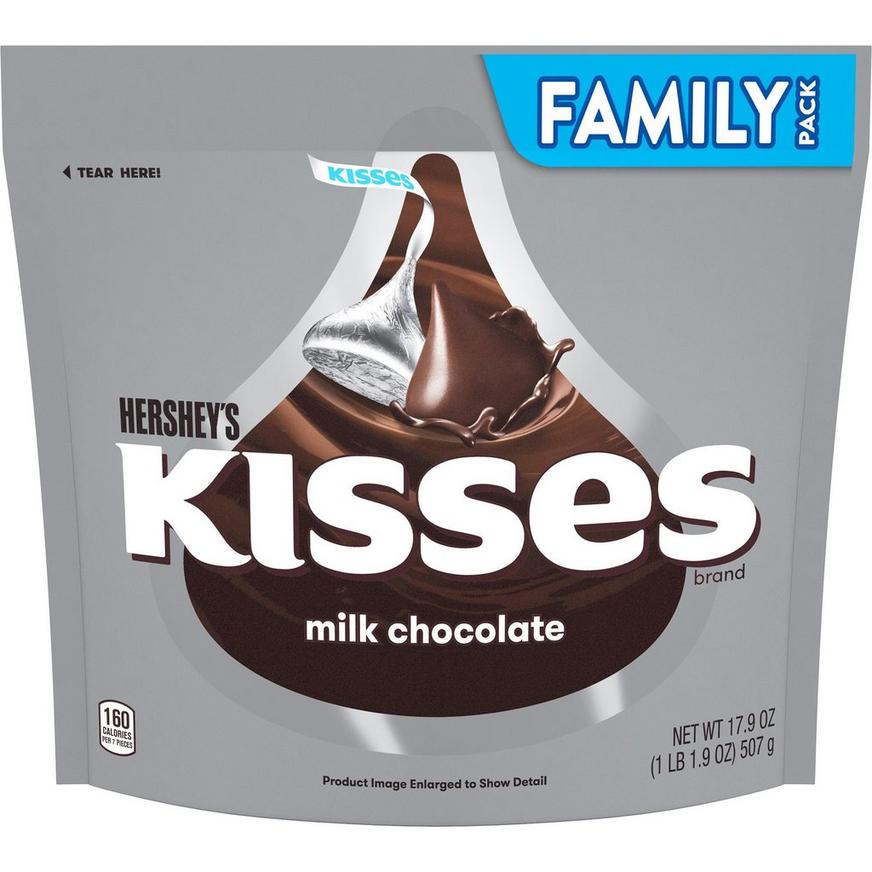 Milk Chocolate Hershey's Kisses Family Pack, 17.9oz | Party City