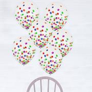 6ct, 12in, Multicolor Star Confetti Balloons