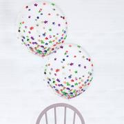 2ct, 24in, Multicolor Star Confetti Balloons