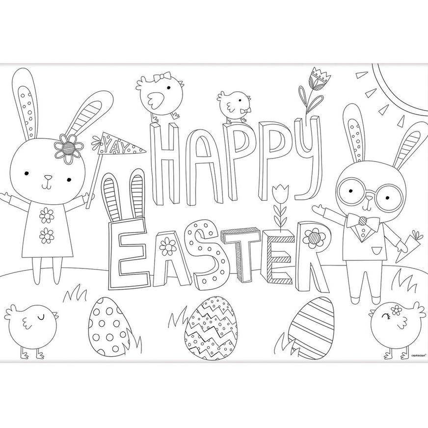 Hello Bunny Easter Coloring Placemats 24ct