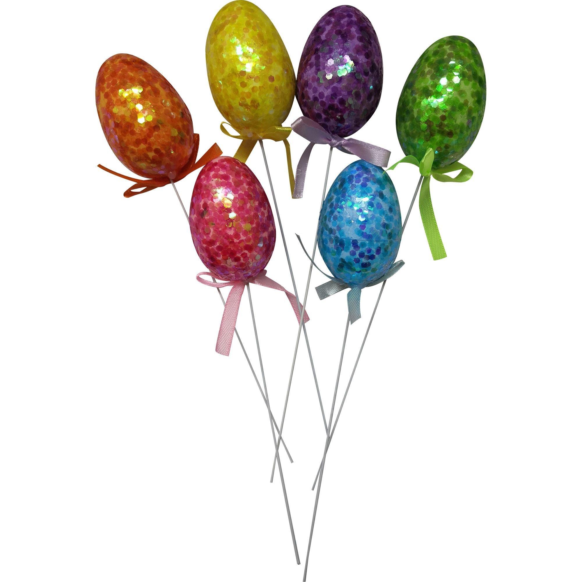 Glitter Easter Egg Picks 6ct Party City