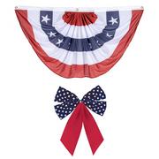 Patriotic American Flag Bunting & Bows Decorating Kit 6pc