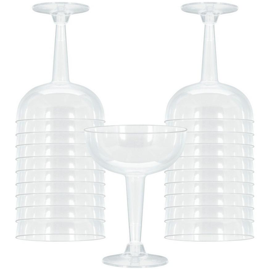 Clear Plastic Champagne Coupe Glasses, 8oz, 20ct