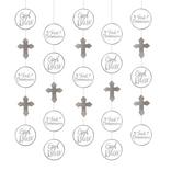 White & Silver First Communion String Decorations 5ct