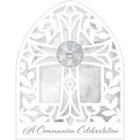 White & Gray Marble First Communion Invitations 8ct