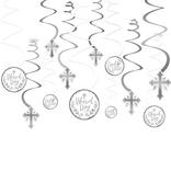 Silver Cross Holy Day Swirl Decorations, 12ct