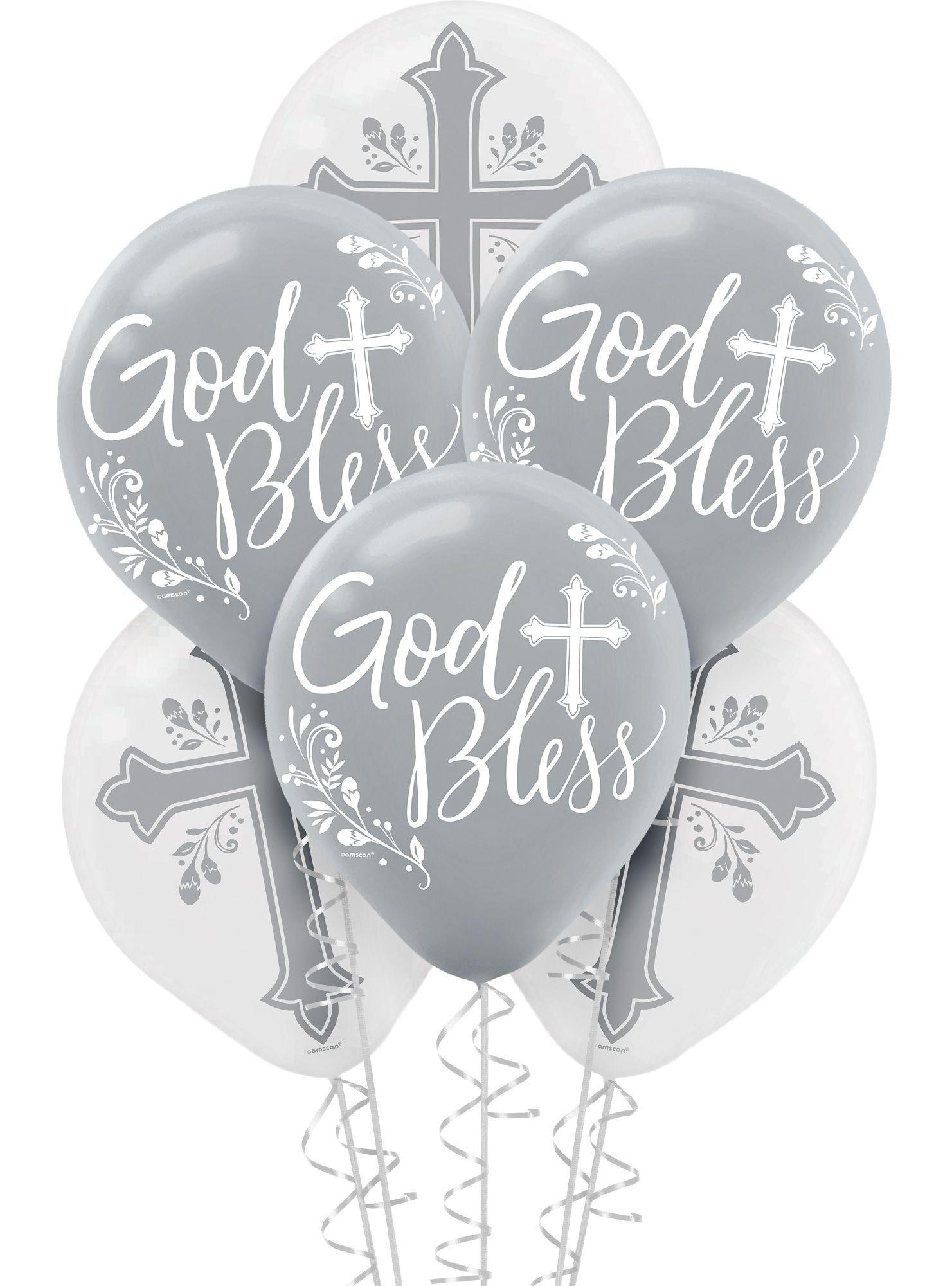 15ct, 12in, White & Silver Holy Day Latex Balloons