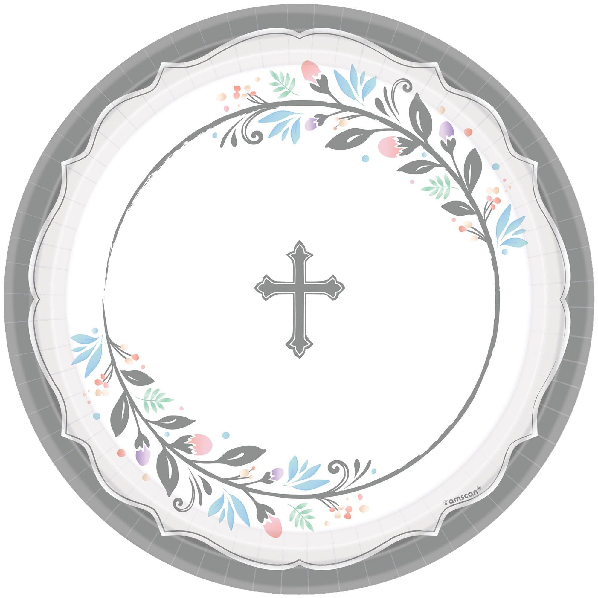 Silver Cross Holy Day Paper Dinner Plates, 10.5in, 18ct