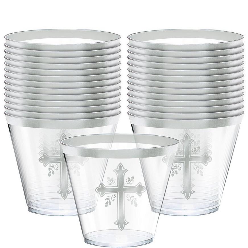 Silver Cross Holy Day Plastic Tumblers, 9oz, 30ct