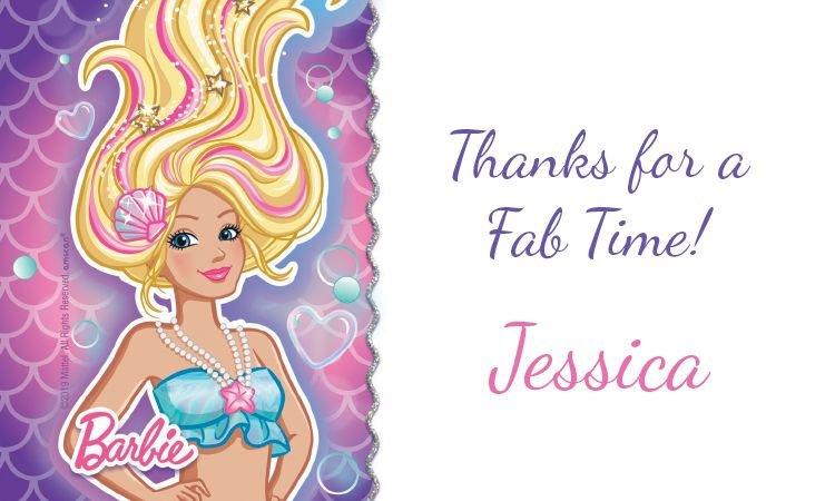 Custom Barbie Mermaid Thank You Notes