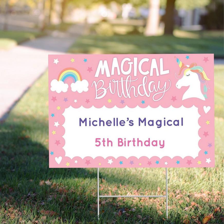 Custom Magical Rainbow Birthday Yard Sign