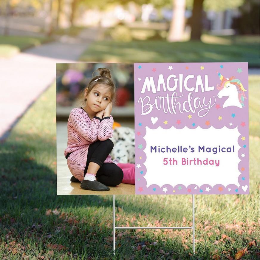 Custom Magical Rainbow Birthday Photo Yard Sign