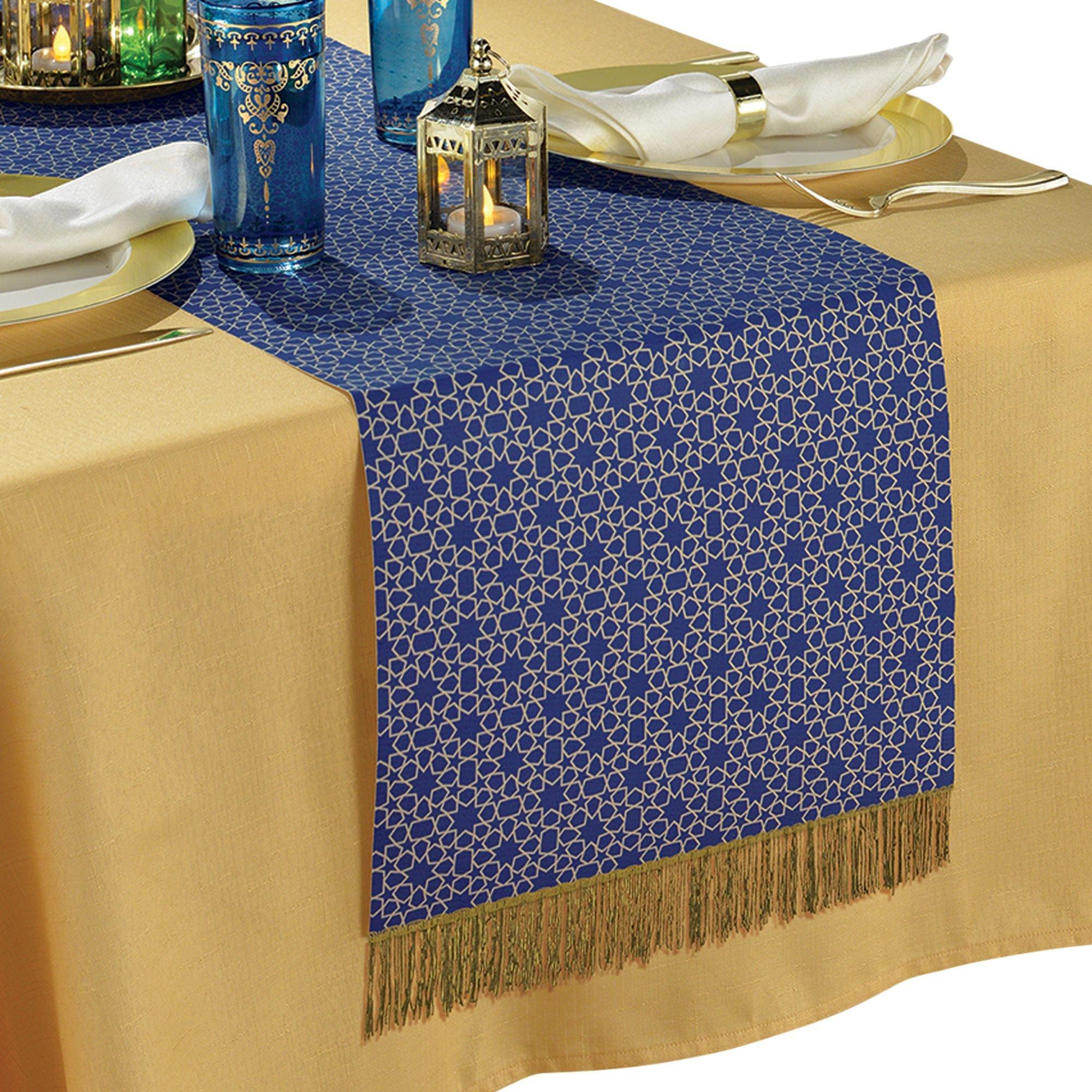Blue & Gold Eid al-Fitr Fabric Table Runner