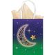 Mini Metallic Gold Moon & Star EID Kraft Gift Bags, 4.5in x 5.8in, 6ct