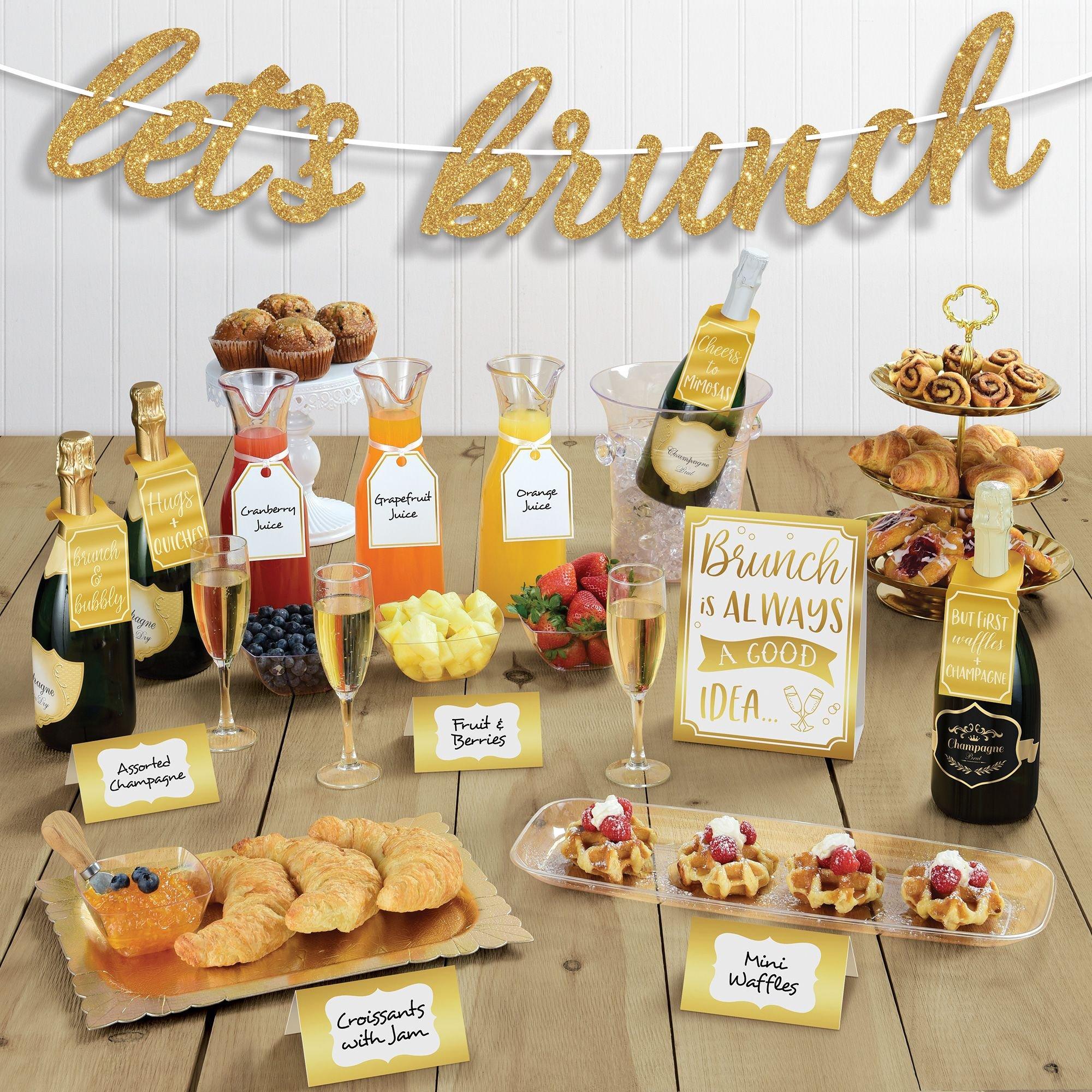 Glitter And Metallic Gold Brunch Buffet Table Decorating Kit 14pc Party