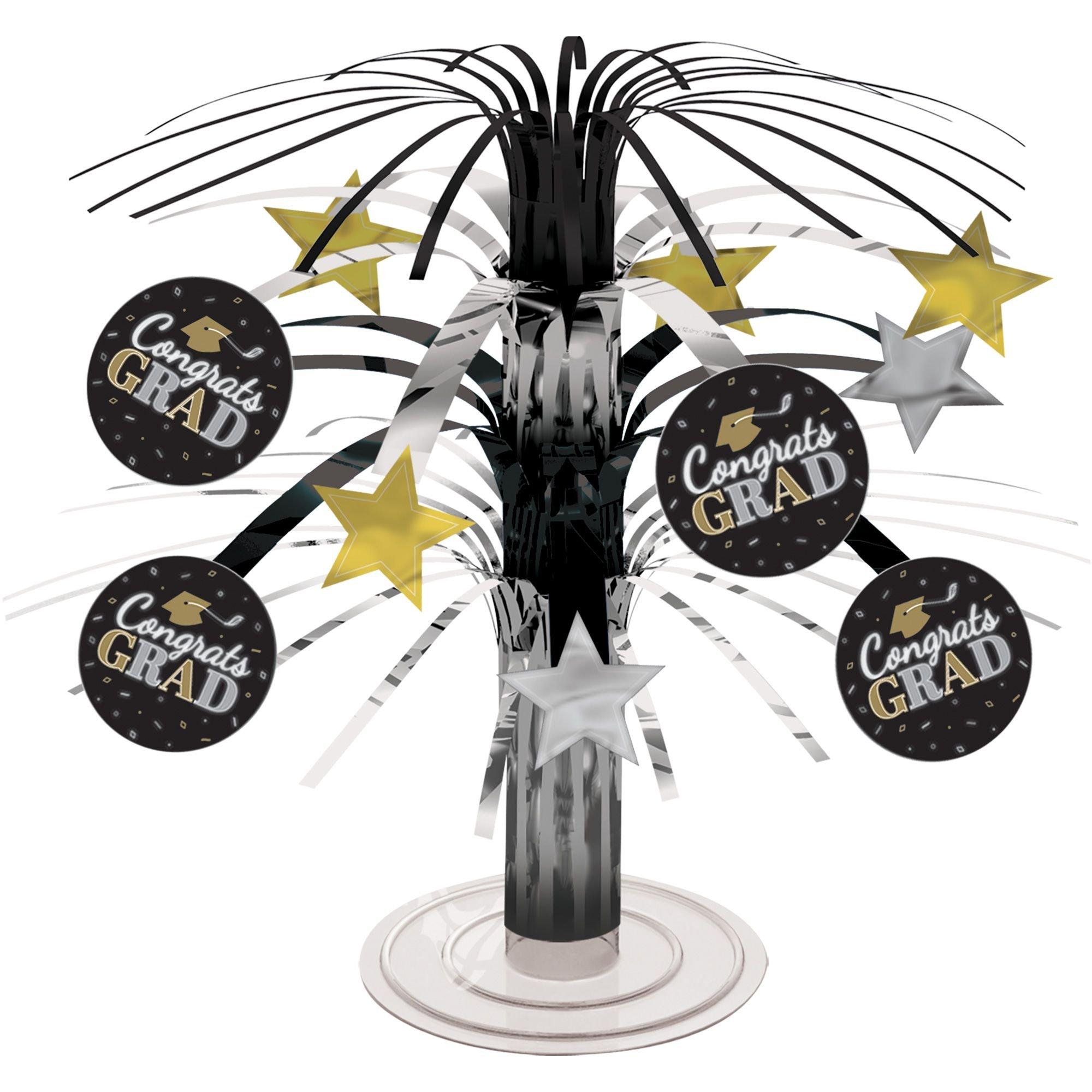 Mini Black, Silver & Gold Congrats Graduation Cascade Centerpiece