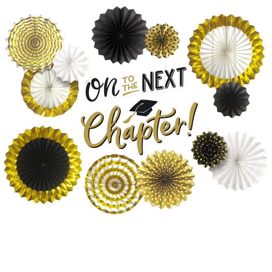 On to the Next Chapter Graduation Paper Fan Decorating Kit, 14pc