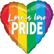 Rainbow Love is Love Pride Heart Balloon, 17in