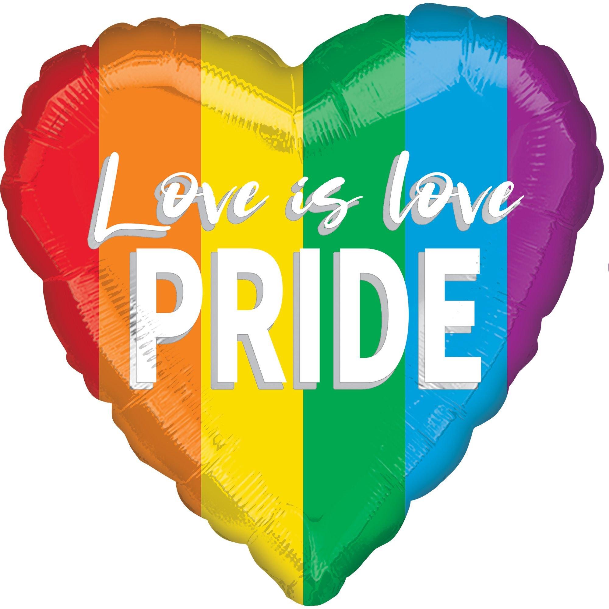 Rainbow Love is Love Pride Heart Balloon, 17in