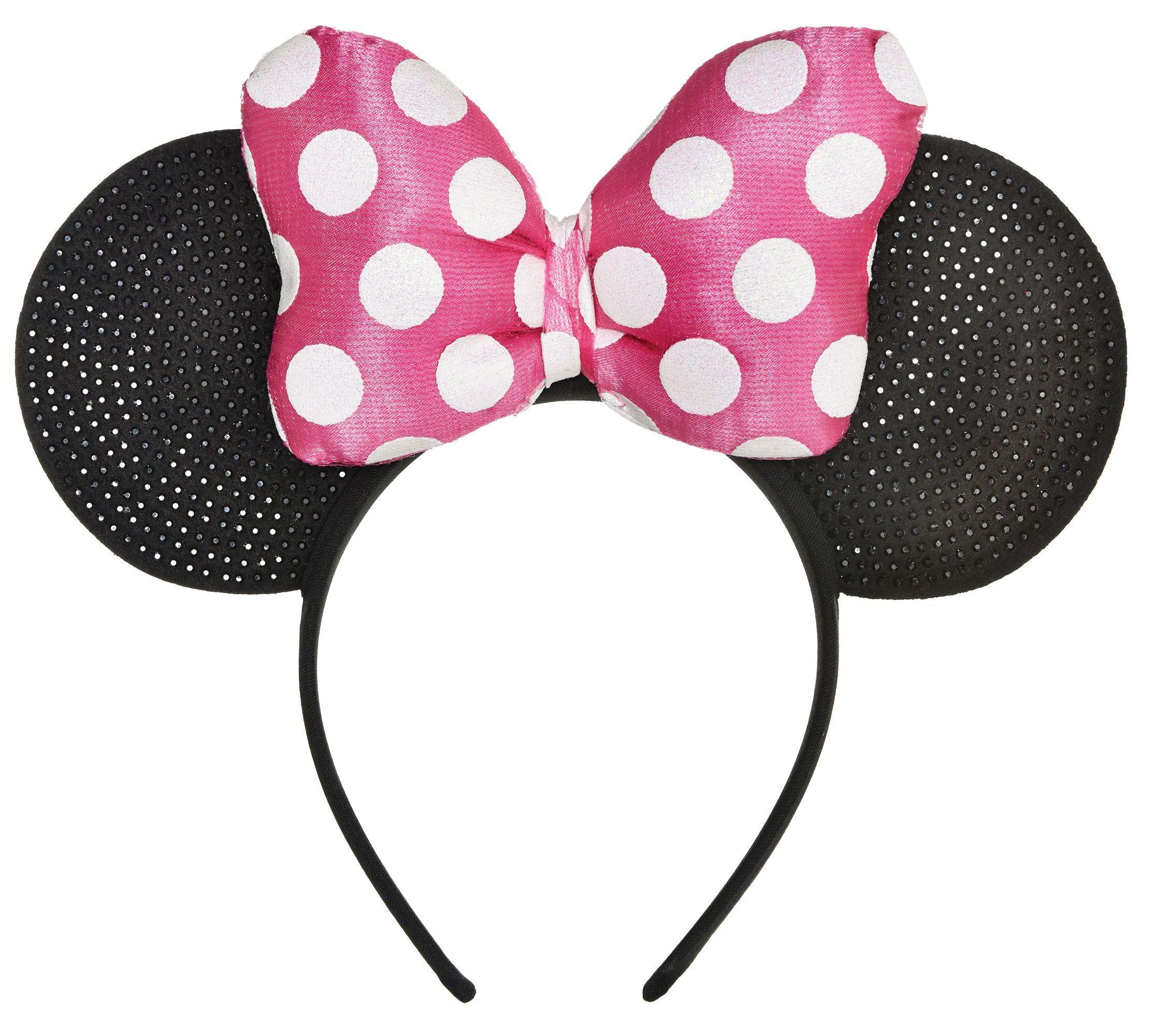 24 pc Minnie Mouse Ears Headbands Black Pink Polka Dot Bow Mickey