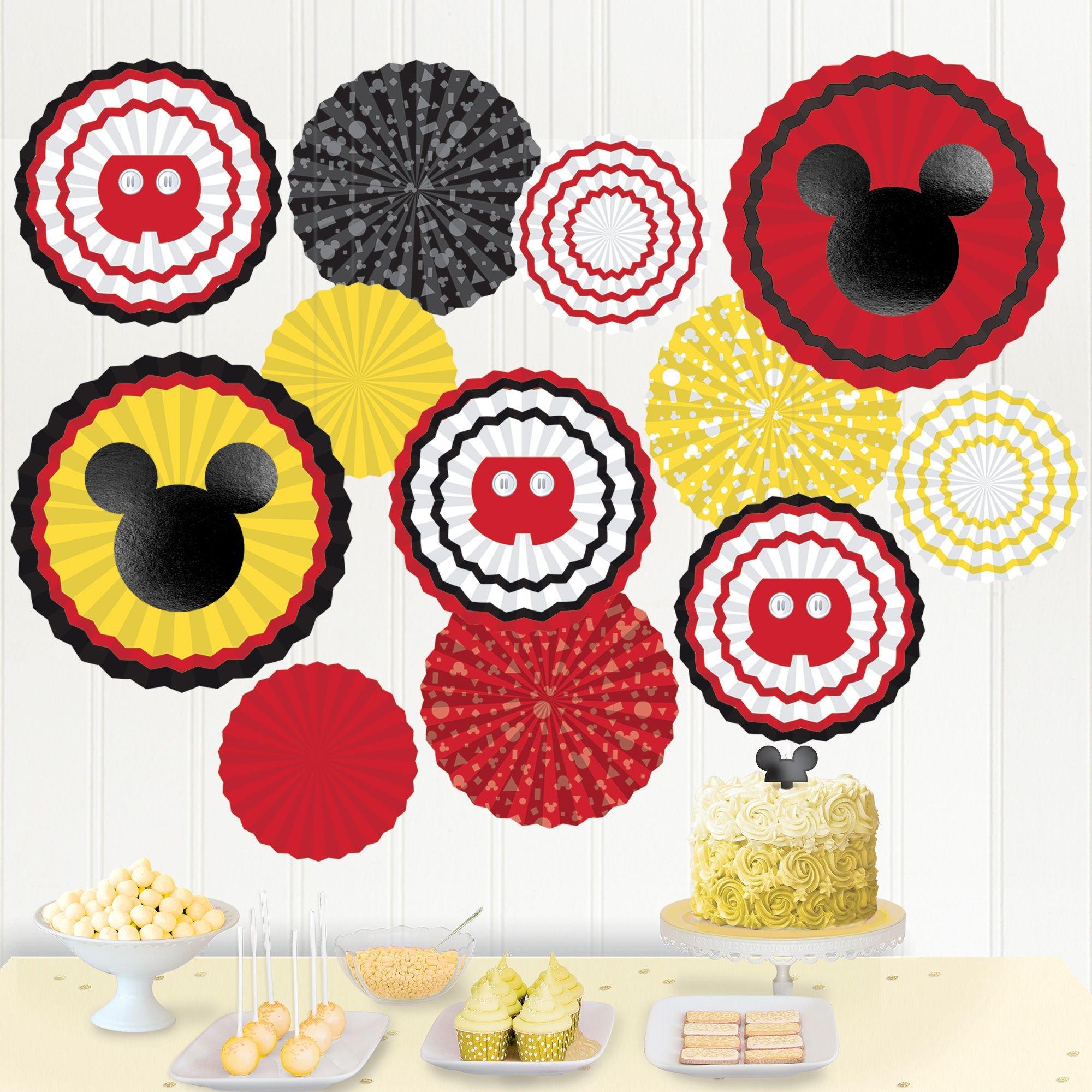 MICKEY MOUSE BIRTHDAY PARTY DECORATIONS PERSONALIZE BANNER HATS DECORATING  KIT