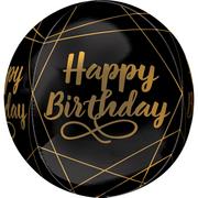 Black & Gold Elegant Birthday Balloon, 15in x 16in - Orbz
