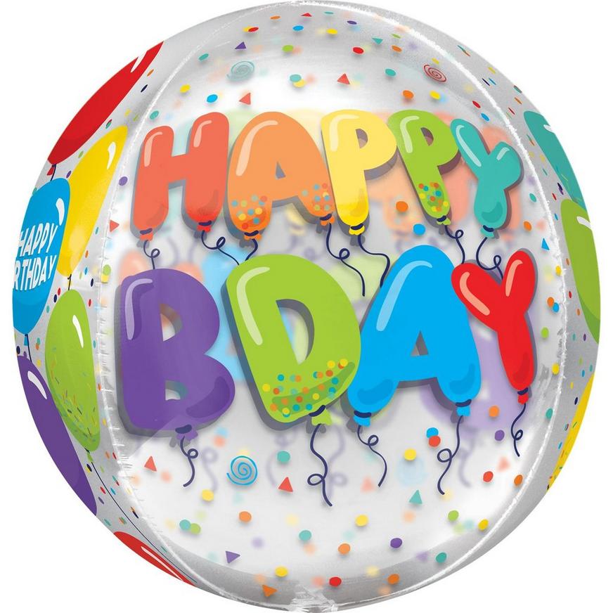 Happy B-Day Balloon, 15in x 16in - Orbz