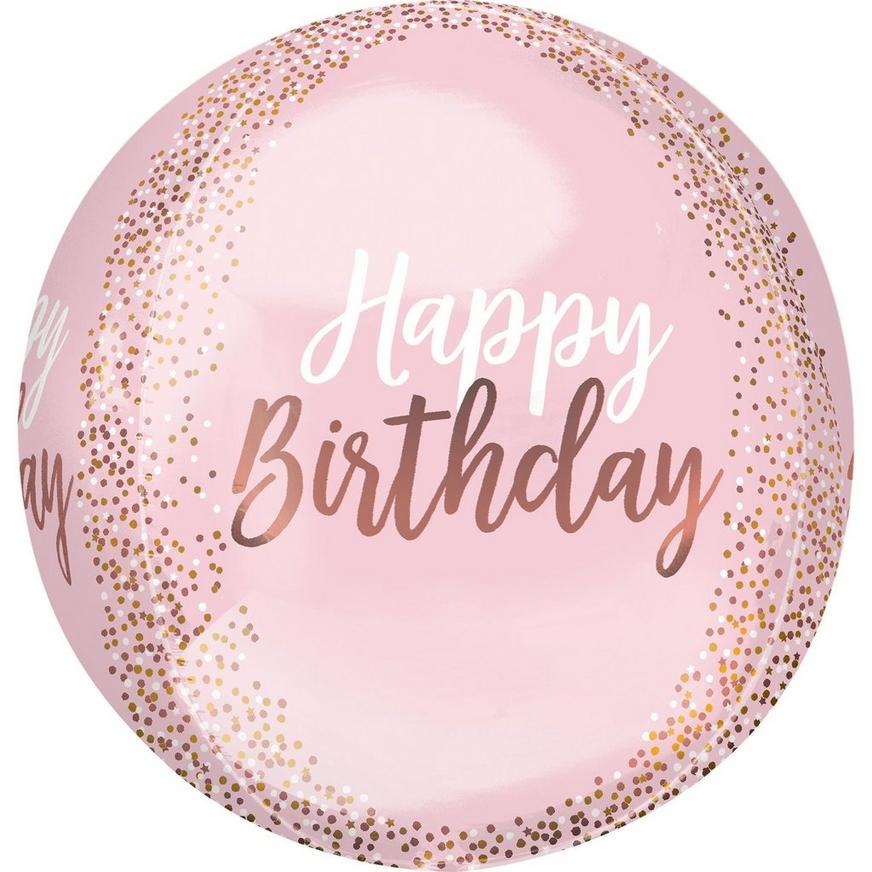 Blush Pink Happy Birthday Balloon, 15in x 16in - Orbz