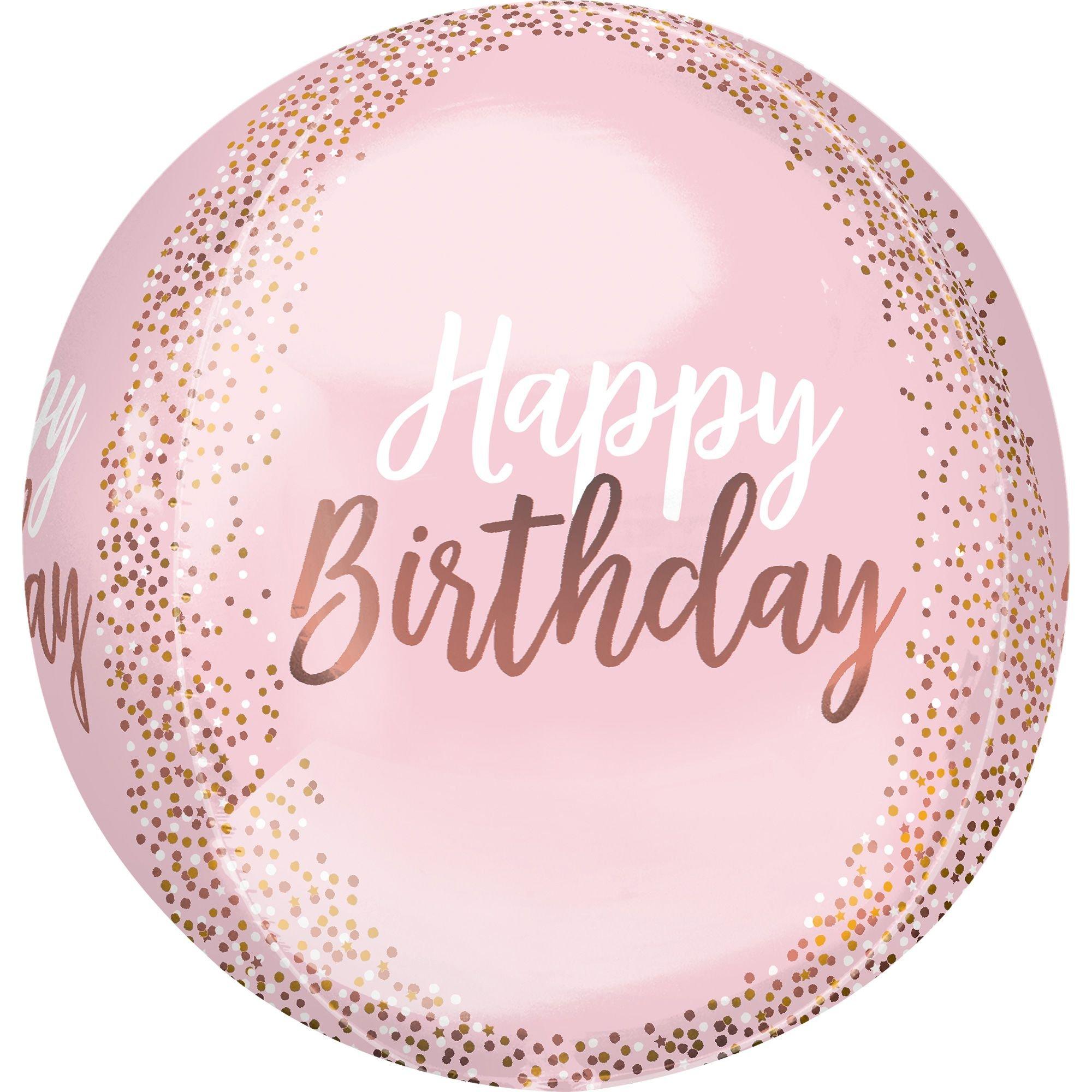 Blush Pink Happy Birthday Balloon, 15in x 16in - Orbz | Party City