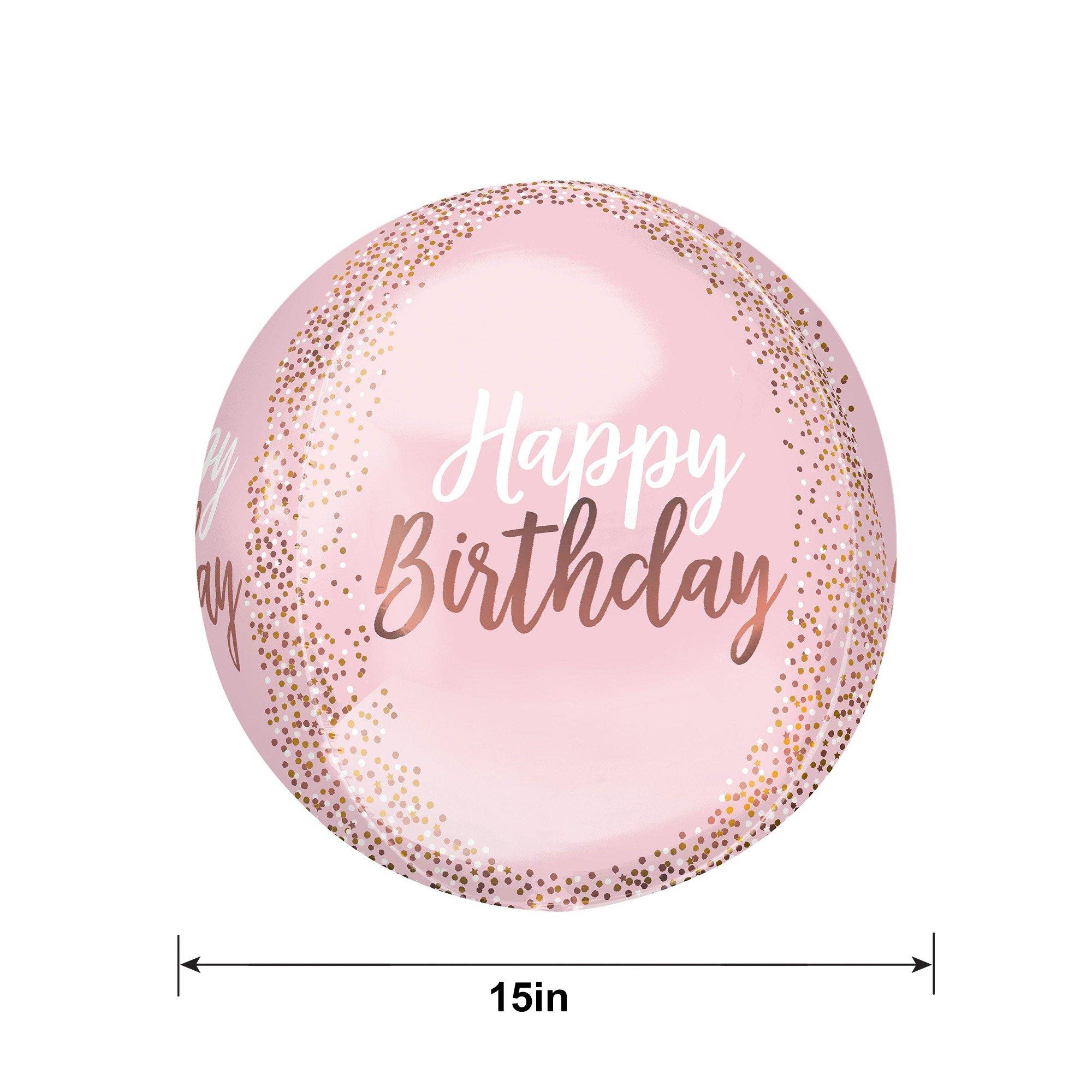 Blush Pink Happy Birthday Balloon, 15in x 16in - Orbz