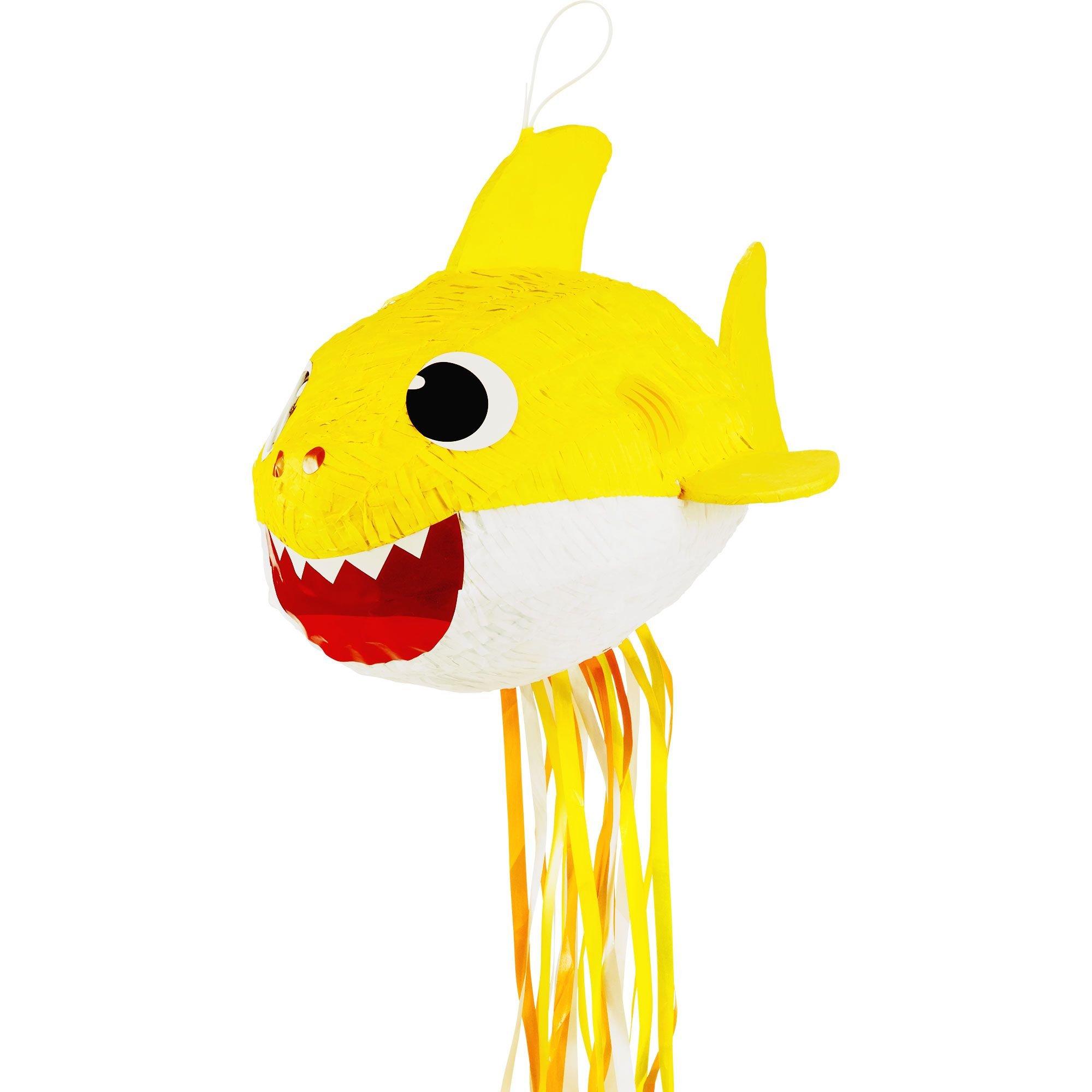 Baby Shark Pull String Pinata, Yellow, 14” x 19” x 9-1/2”
