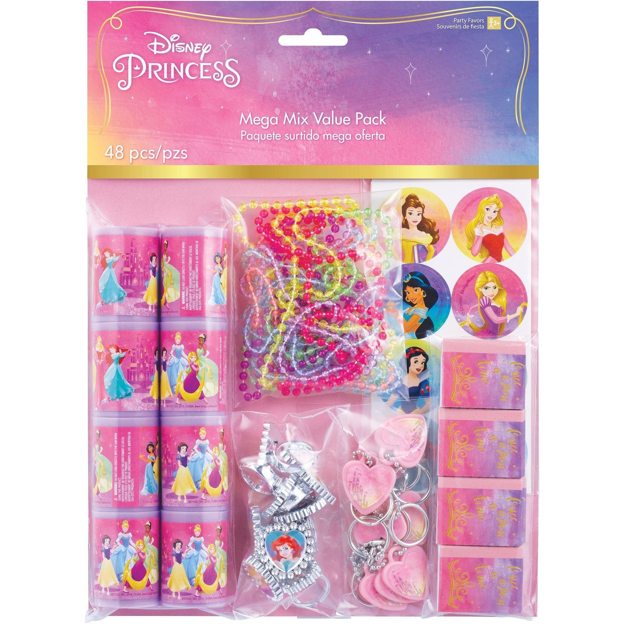Disney Princess Party Favor Supplies Pack for 8 Guests - Kit Includes Tissue Paper, Treat Bags, Favor Pack & Hair Scrunchies