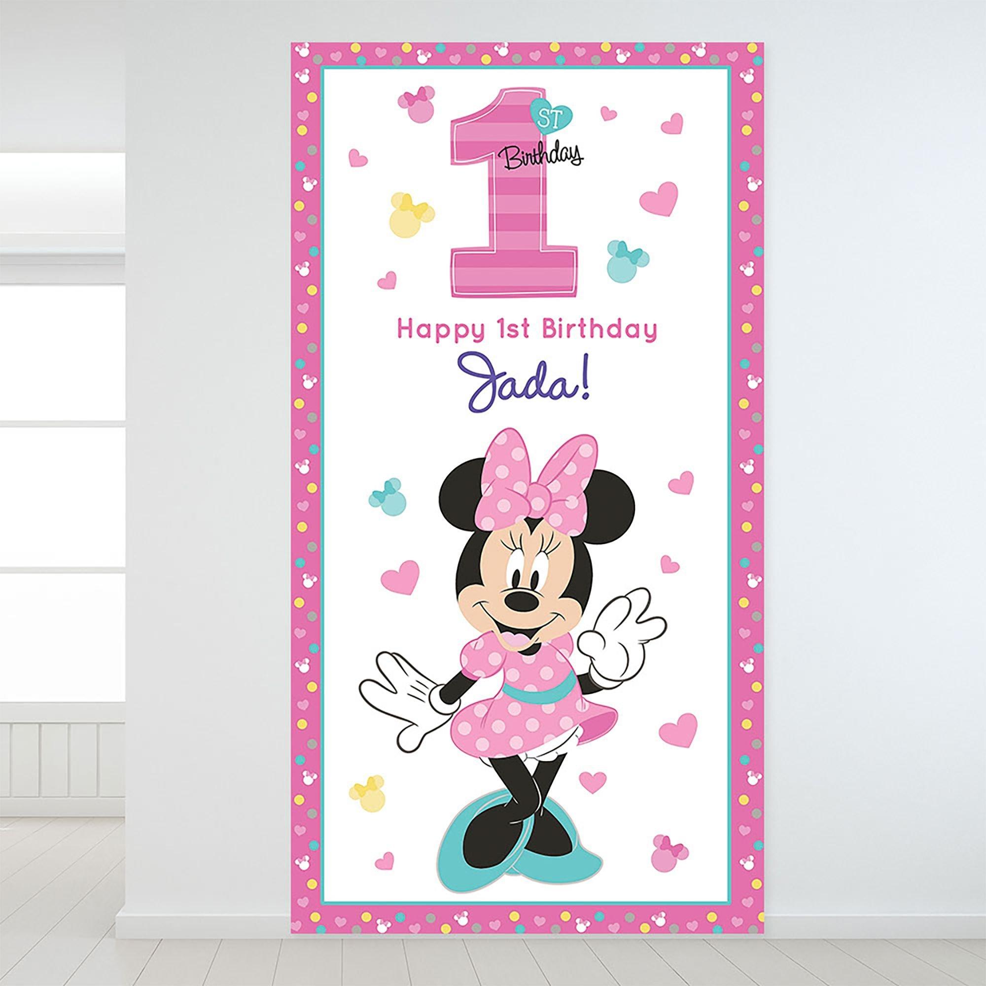 Custom Minnie's Fun to be 1 Backdrop