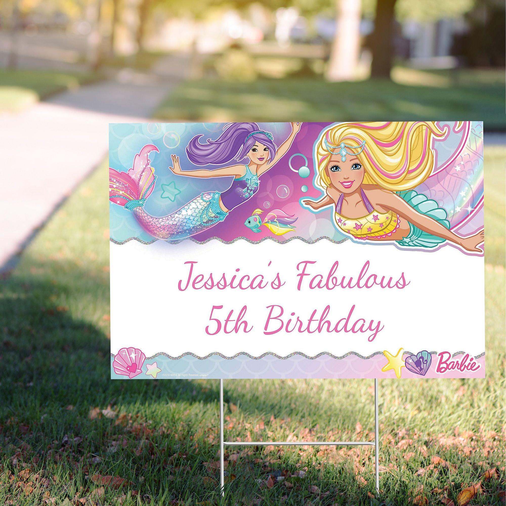 Custom Barbie Mermaid Yard Sign Party City