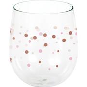Metallic Rose Gold Dots Plastic Stemless Wine Glass, 14oz - Rosé All Day