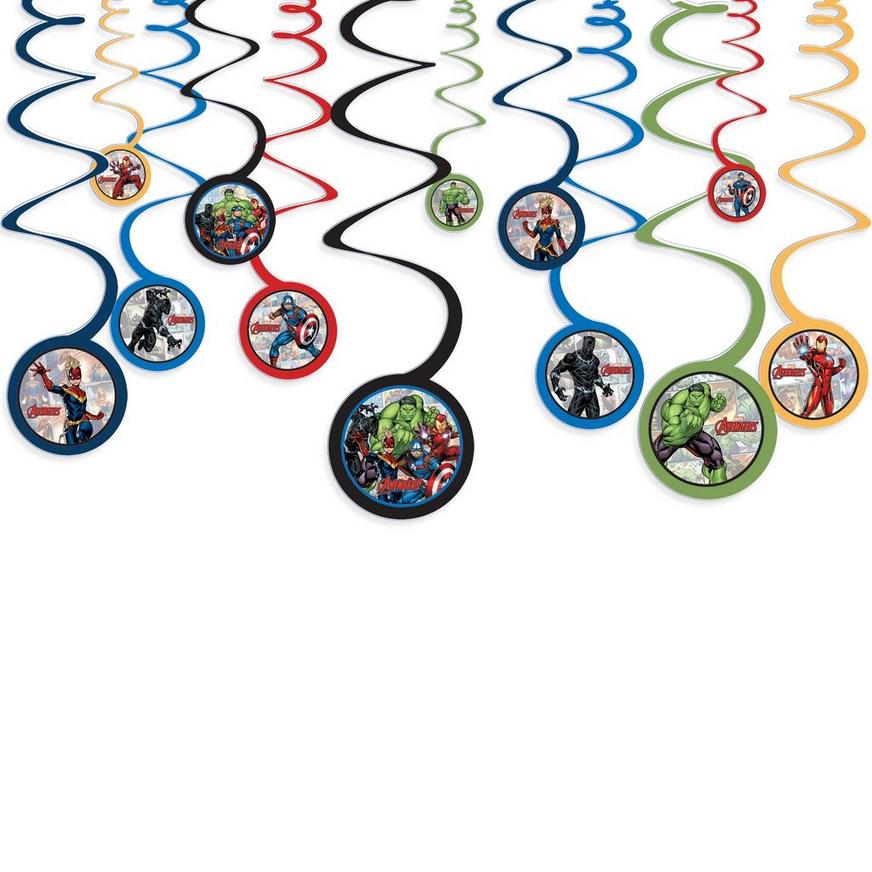 Avengers Assemble Party Hanging Swirl Decorations x 12 