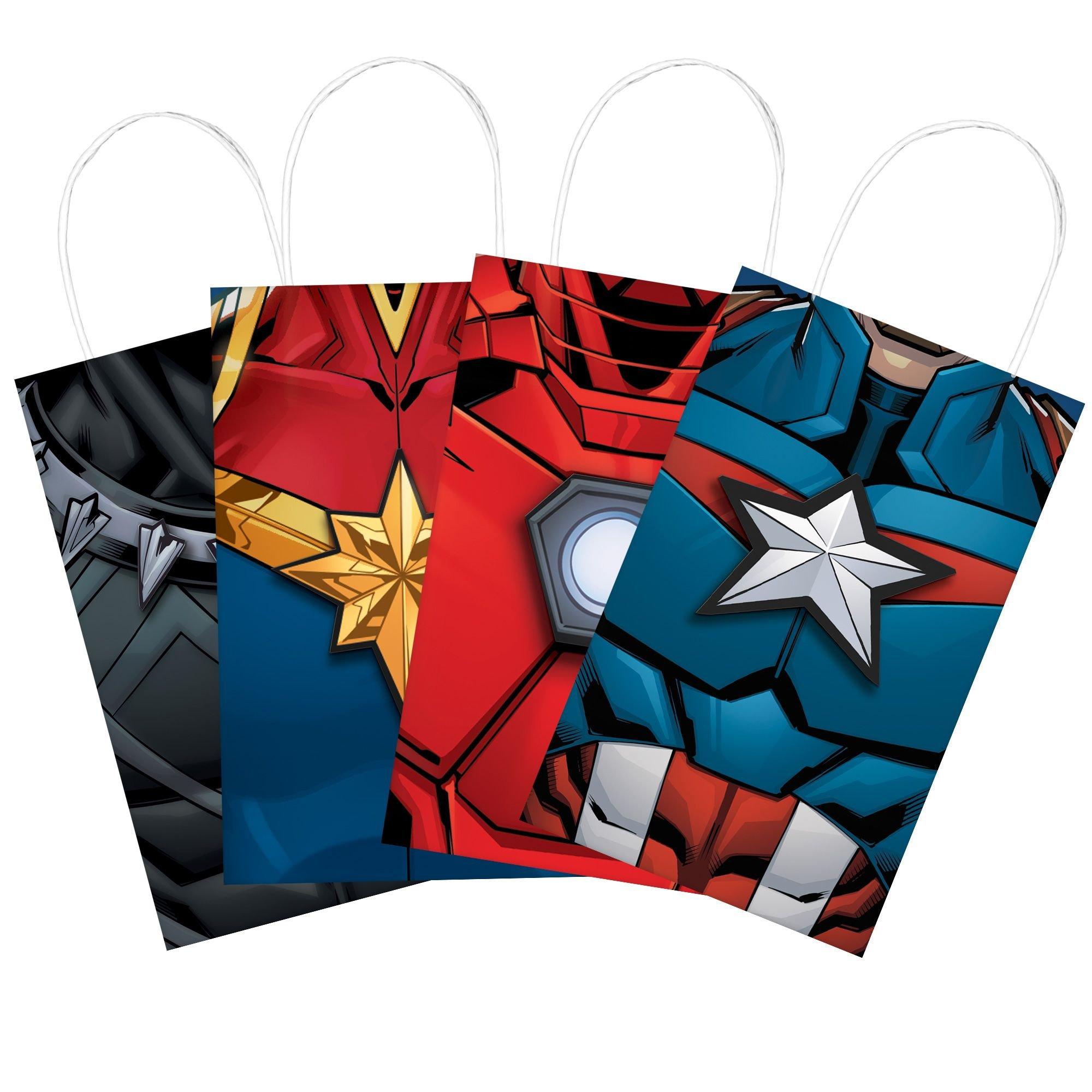 Inche16Pcs,Small Size Gift Paper Bags for Avengers and Superhero Themed Birthday Party,Paper Bag with Handls Bulks for Party Favors,Cookies,Bread