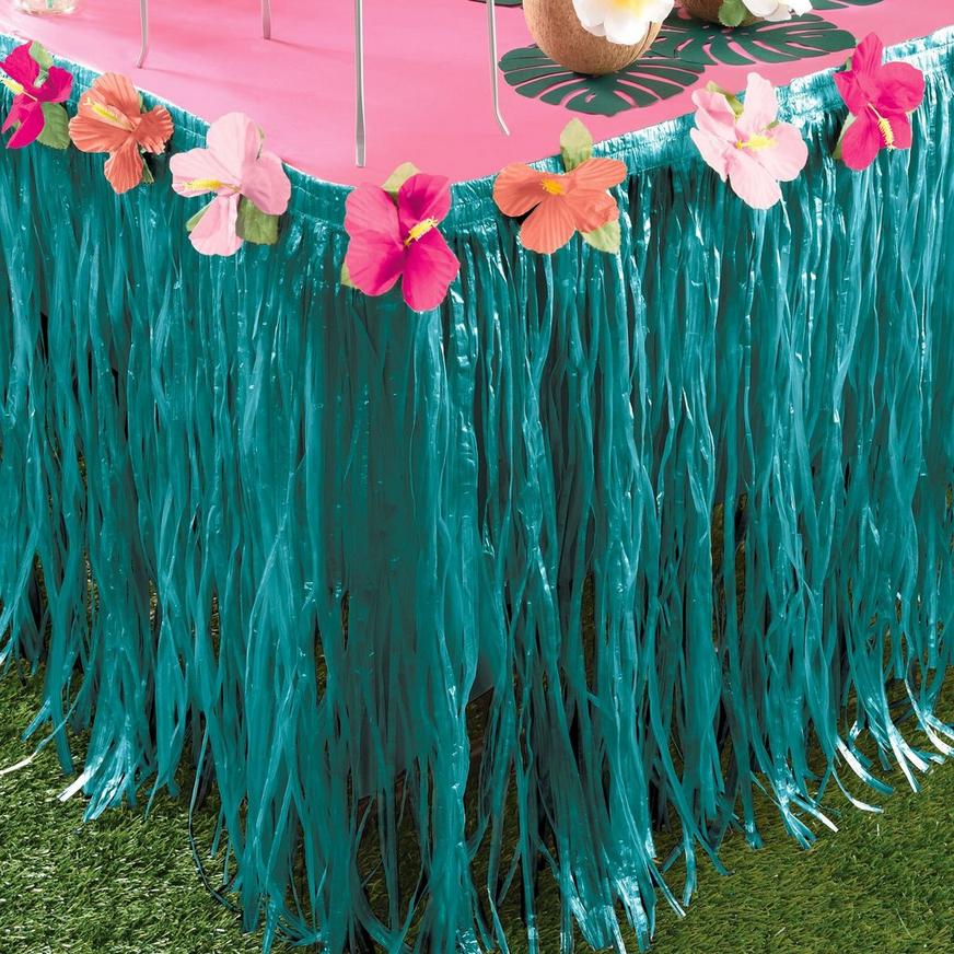 Kf Hawaiian table skirt Grass Table Skirt Home Party Outdoor Birthday Party Table Decoration 