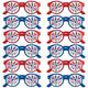 Patriotic Navy & Red Printed Glasses 12ct