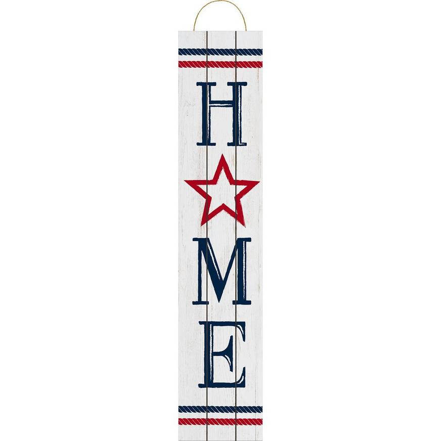 Rustic Patriotic Navy & Red Home Sign