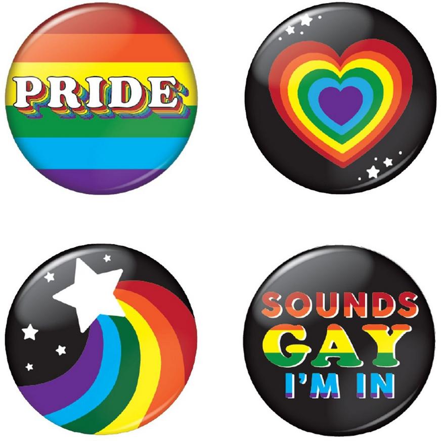 Rainbow Show Your Pride Buttons, 1 3/4in, 4ct