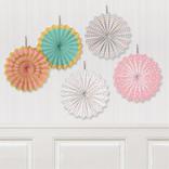 Assorted Mini Pastel Paper Fan Decorations, 5ct