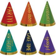 Mini Gold & Rainbow Birthday Celebration Party Hats 12ct