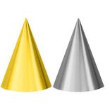 Metallic Gold & Silver Party Hats 12ct