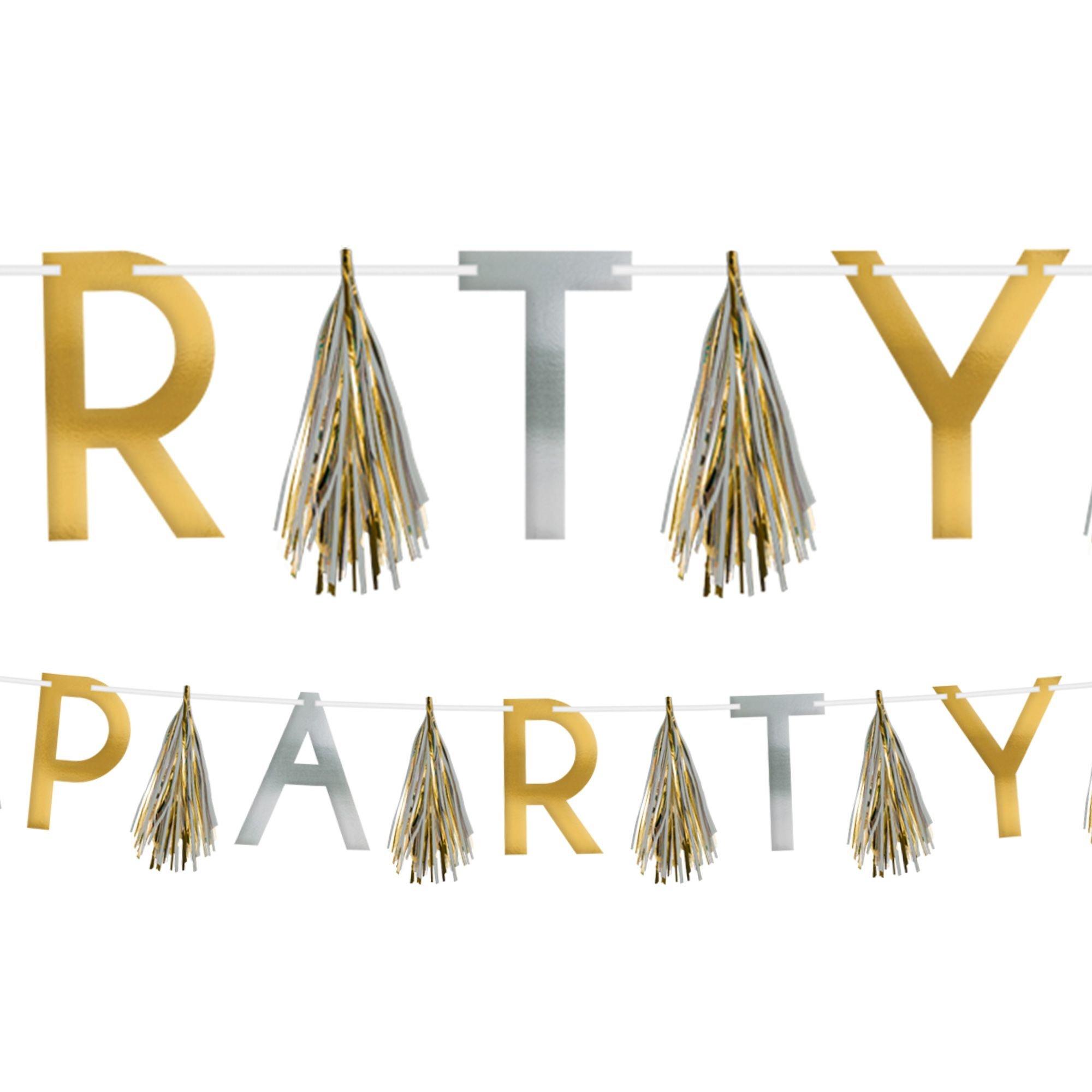 9' Black, Silver & Gold Fringe Garland | Party City