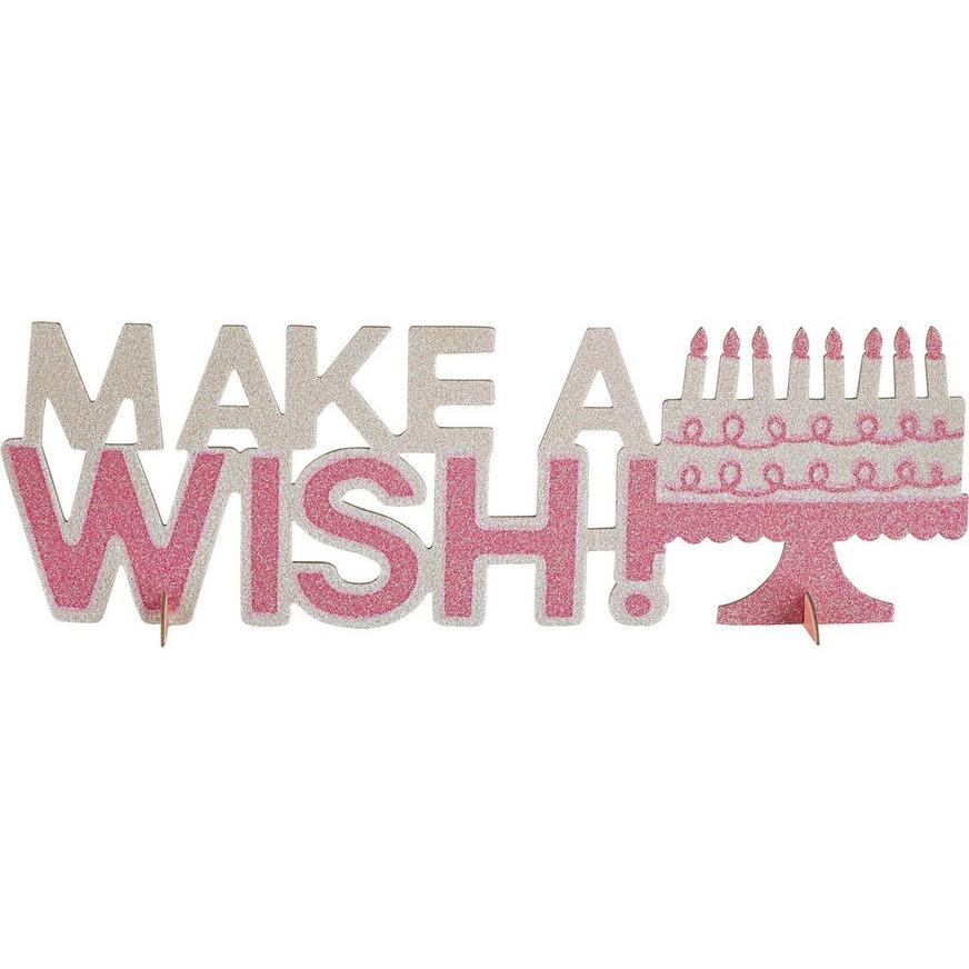 Pink Glitter Make A Wish Birthday Centerpiece