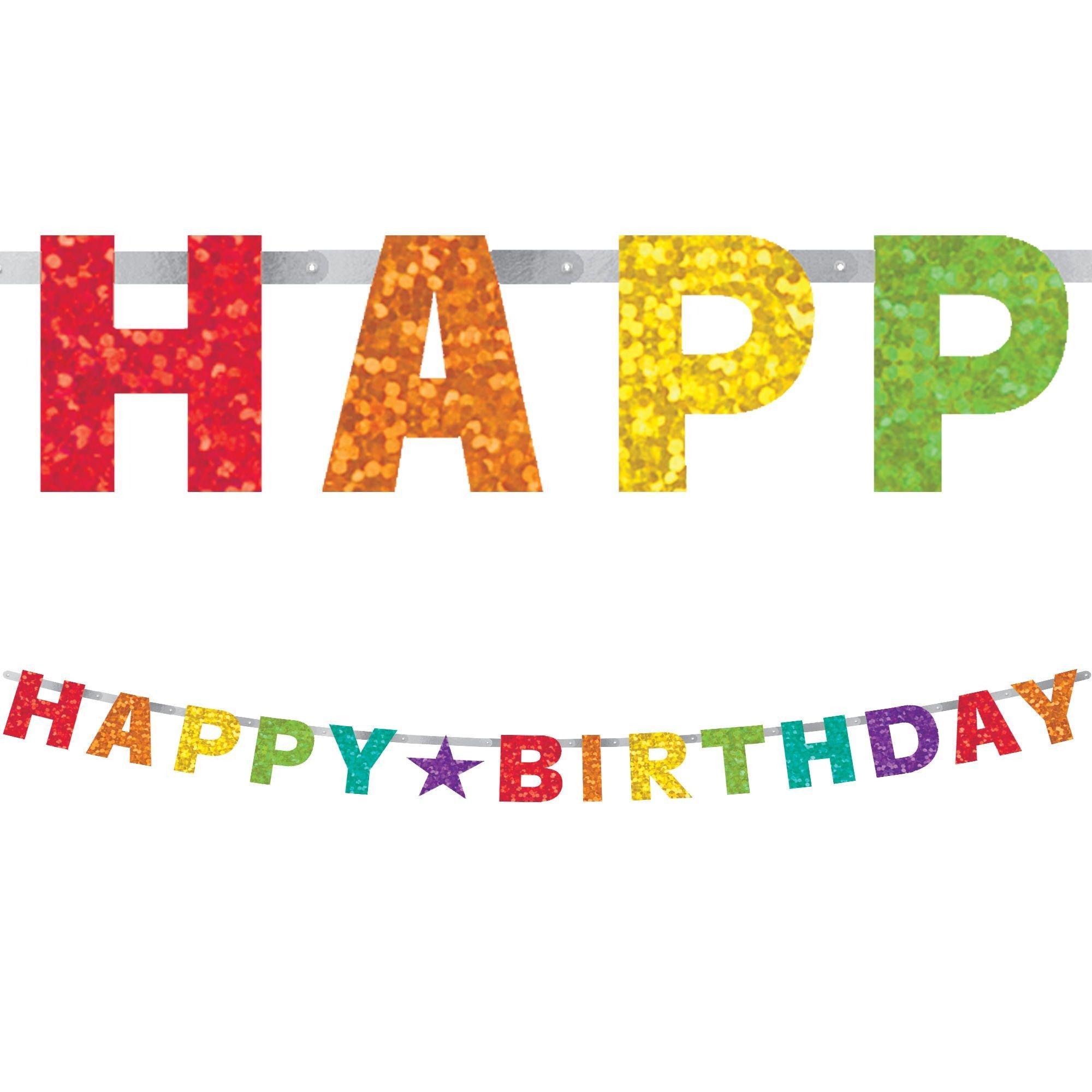 Prismatic Rainbow Birthday Banner 7 3/4ft x 6 1/2in