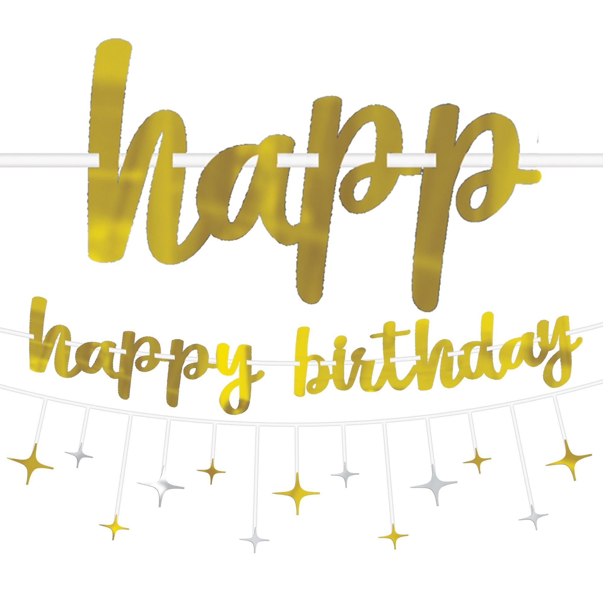 Metallic Gold & Silver Birthday Banners 2ct