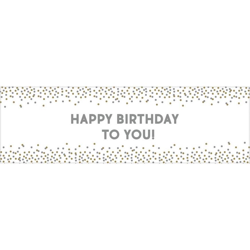 Customizable Gold & Silver Confetti Dot Banner