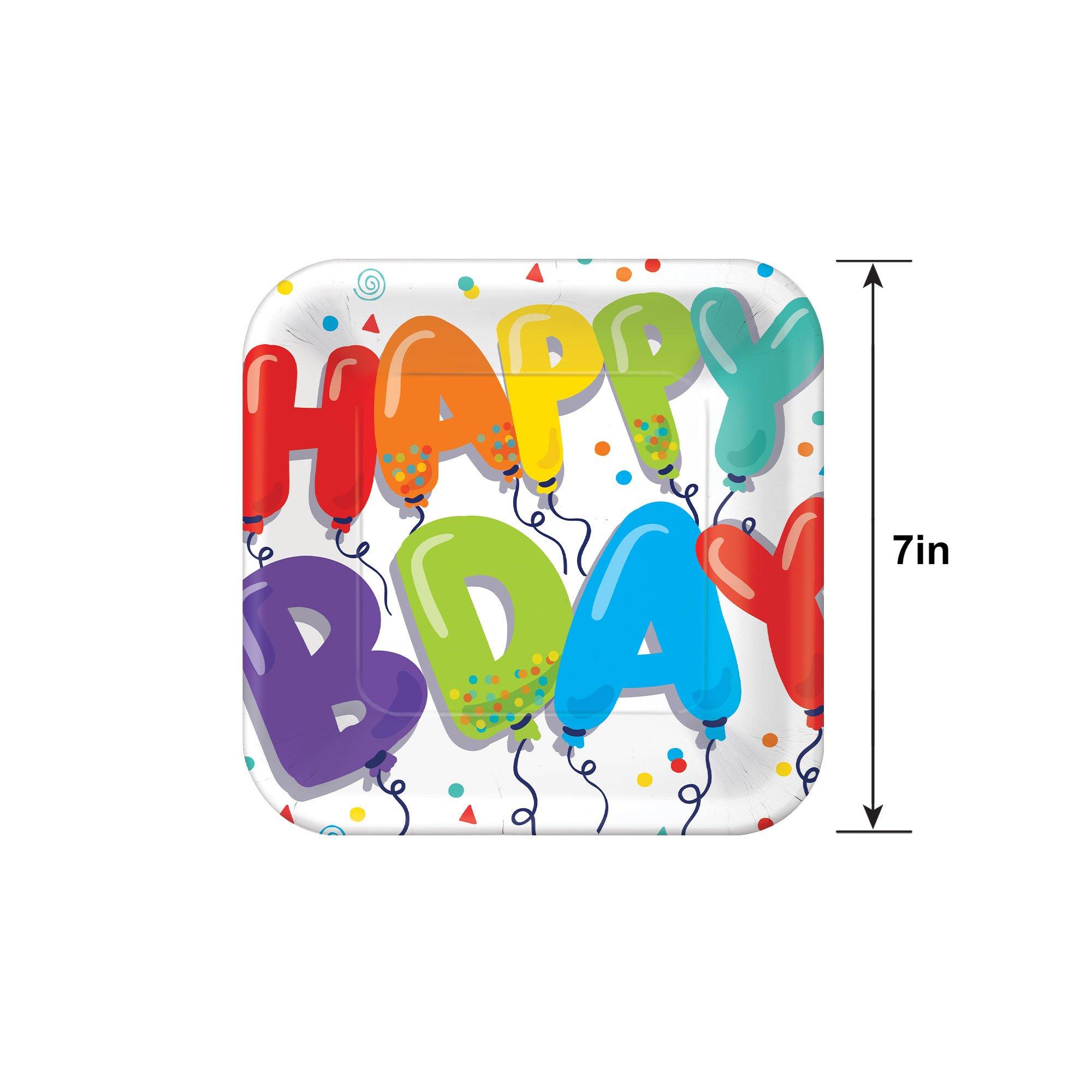 Birthday Balloons Dessert Plates, 7in, 18ct